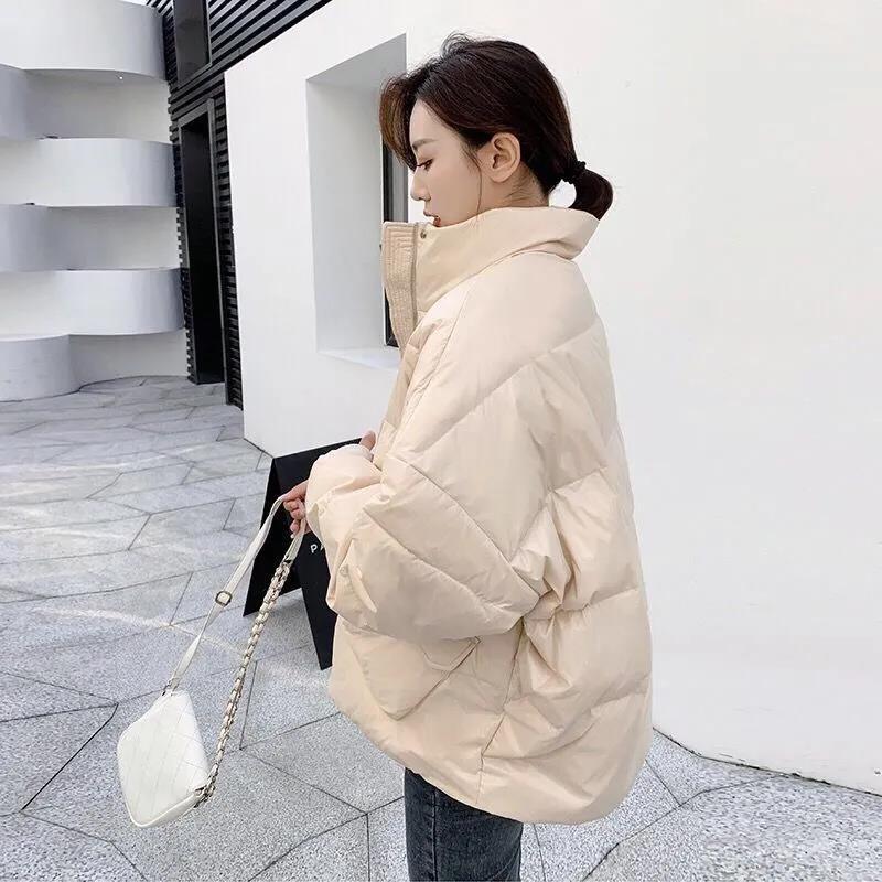 Winter All-match White Duck Down Jacket Women's Short Loose Student Bread Coat Small Jacket