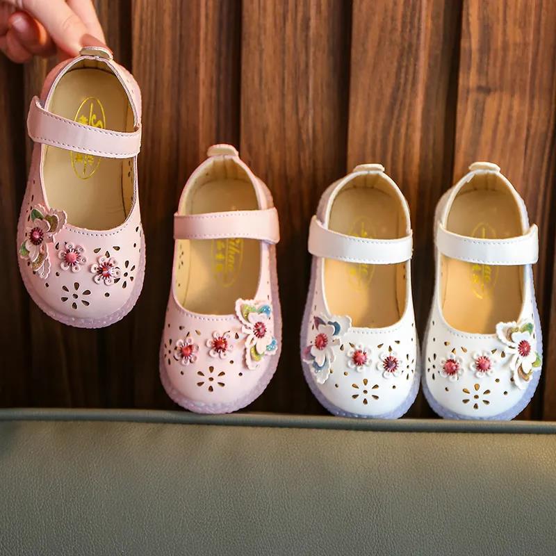 Spring and Autumn Girls' Leather Shoes Hollow Student Net Red Princess Shoes Baby Children's Dance Shoes Children's Single Shoes