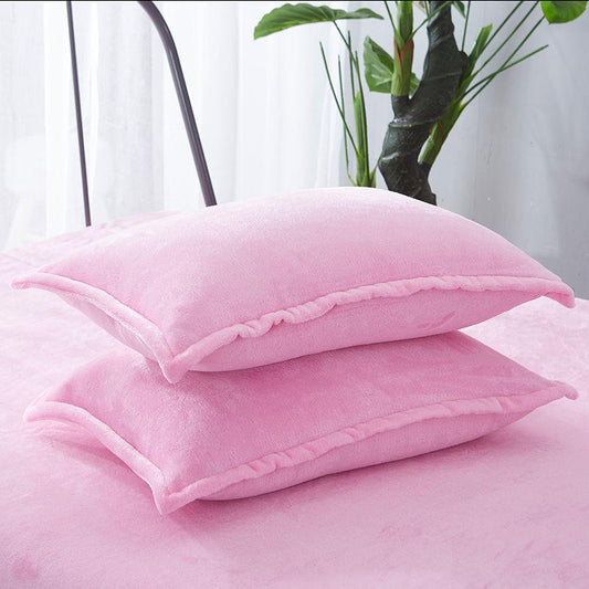 Pure Color Thick Flannel Pillow Case Fleece Single Double Pillow Cover Coral Fleece Pillow Case