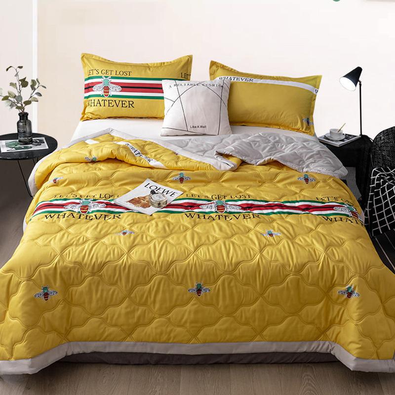 Summer Ice Silk Cool Quilt Four Seasons Universal Soft Washed Cotton Skin-friendly Feather Velvet Air-conditioning Quilt