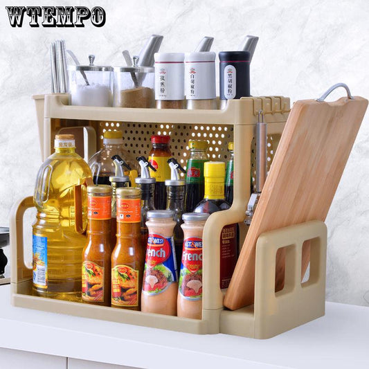 Home Double Layers Kitchen Organizer Rack Spice Rack  Storage Holders Racks