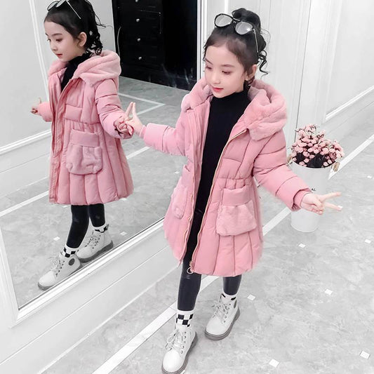 Children's Clothing Winter Jacket for Girls Winter Coat Hooded Velour Winter Girls Jackets Outwear