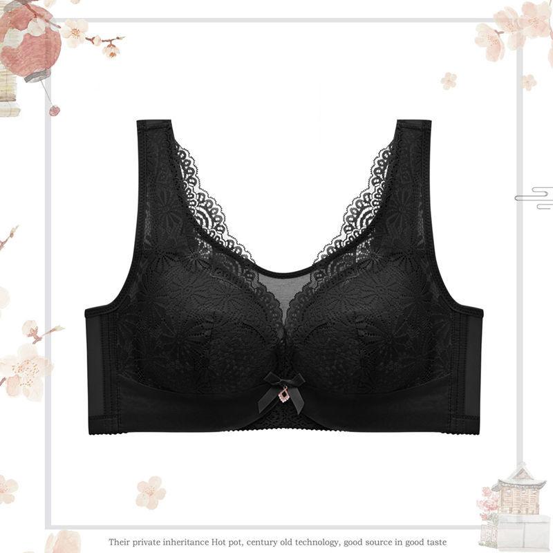 Thin Section Large Size No Steel Ring Underwear Women's Anti-sagging Breast Beauty Vest Bra Gathers Big Breasts and Shows Small Bras