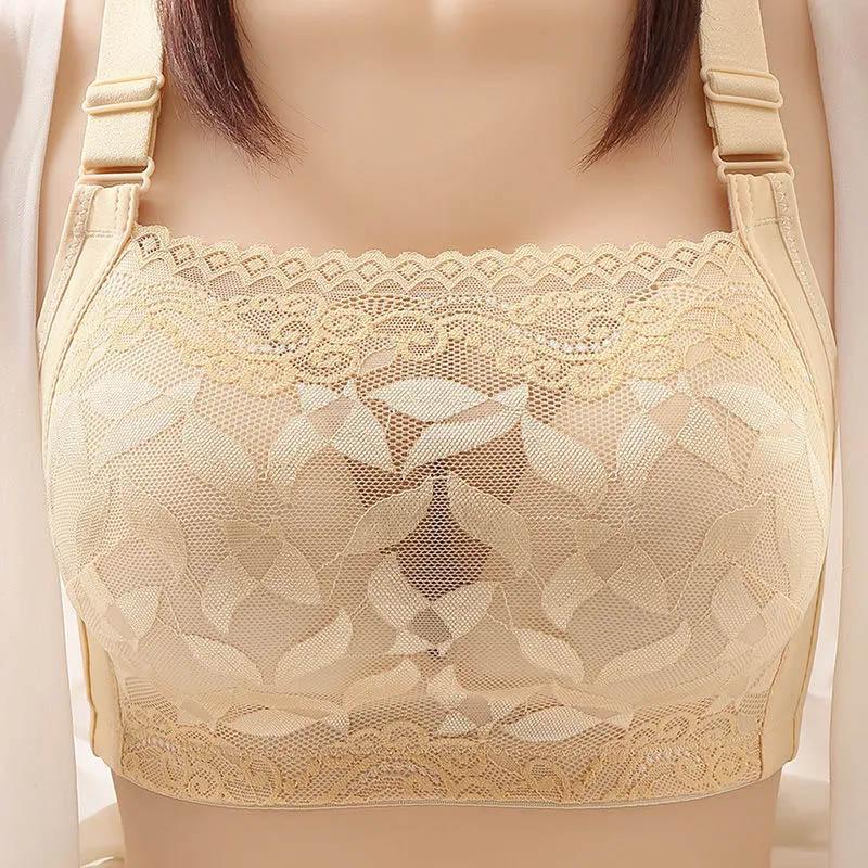 Large Size Bra Full Cup Ladies Anti-Smudge Adjustable Shaping Underwear Anti-sagging Sexy Thin Breathable Lace Tube Bra