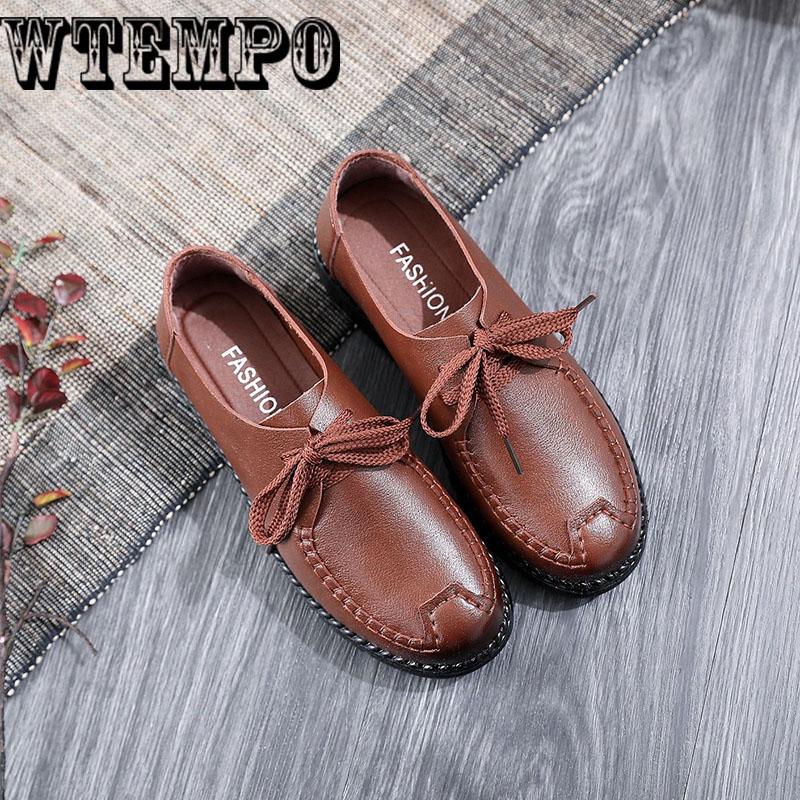 Casual Flat Shoes Genuine Leather Single Shoes Comfortable Women Mother Shoes Flat Woman Shoes