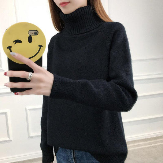 Loose Long-sleeved Knit Bottoming Sweater Turtleneck Sweater Female Thick Warm Sweater