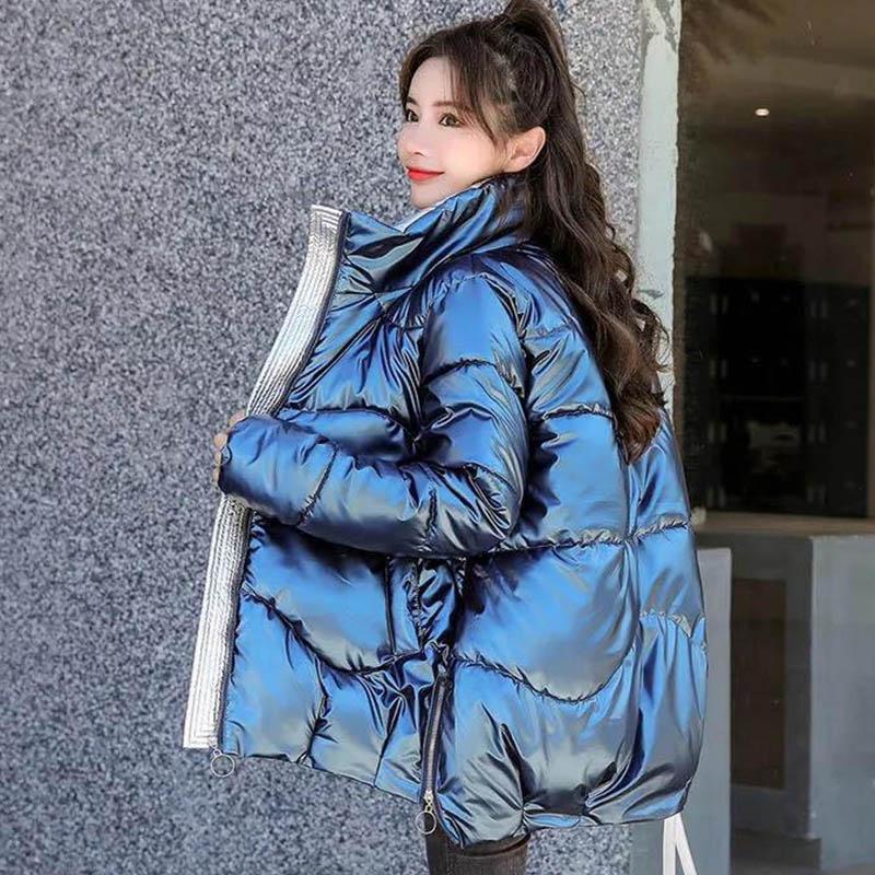 Disposable Bright Face Short Cotton-padded Jacket Women's Winter Loose Cotton-padded Jacket Casual Stand-collar Padded Jacket