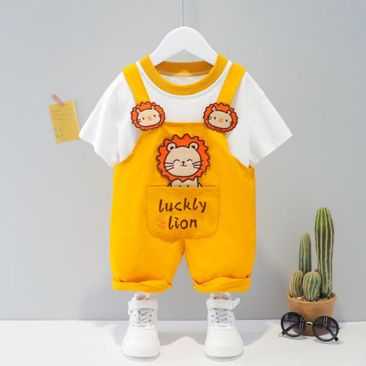 Baby Children's Suit Summer Short-sleeved Children's Clothing Cute Overalls Cartoon Pattern For Boys and Girls