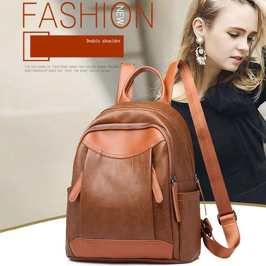 Large Capacity Mummy Lady Backpack Soft PU Leather College School Satchel Casual Multilayer Large Capacity