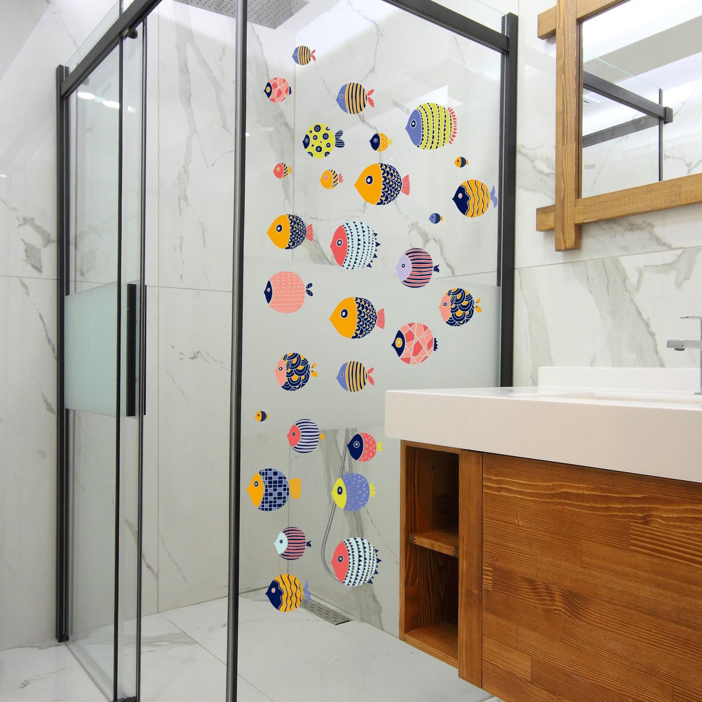 Cartoon sea animal stickers wall stickers wardrobe tile stickers small fish