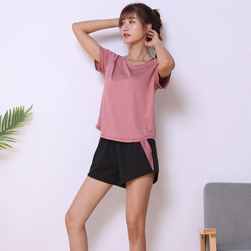 Mesh Yoga Clothes Women's Tops Short-sleeved Sports Suits Running Shorts Fitness Clothes Large Size Loose Fitness Suits