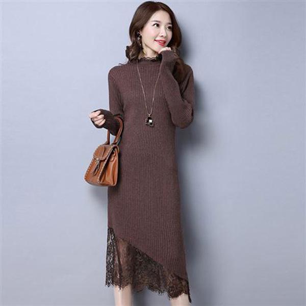 Medium and Long Section High Collar Sweater Winter Knitting Sweaters Skirt Large Size Sweater Woman