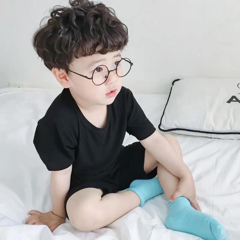 Children's Pajamas Set Ice Silk Short-sleeved Shorts Summer Thin Air-conditioned Clothing Boys and Girls Cold Home Service