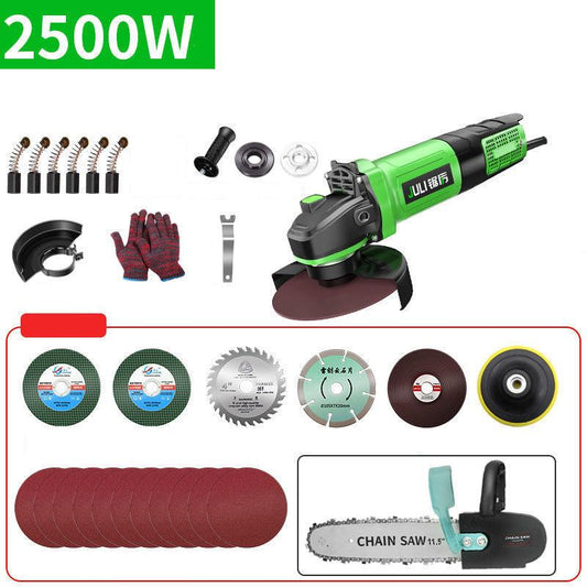 2500W Green Giant Powerful Luxury Angle Grinder Set Handheld Wire Cutter Polisher Rotatable Chainsaw 25500RPM