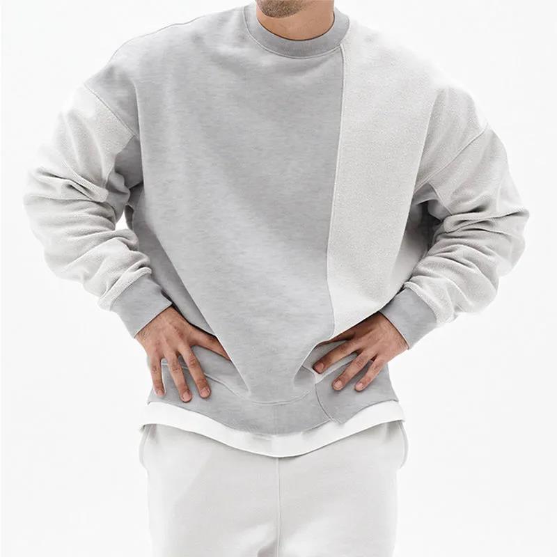 Spring and Autumn Round Neck Sweater Loose Large Size Long-sleeved Shirt All-match Hoodless Jacket Men