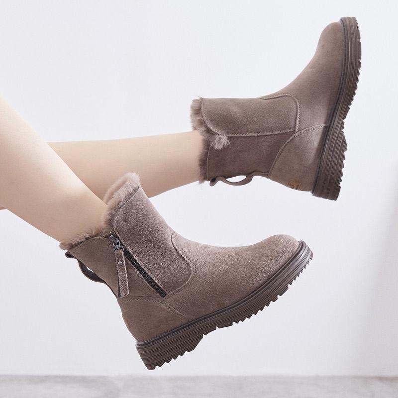 Women Snow Boots Warm Fur Plush Winter Ankle Boot Plus Size Platform Ladies Suede Shoes Female