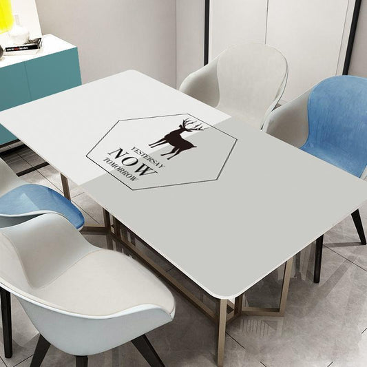 Soft Glass PVC Printed Tablecloth Waterproof Anti-scald and Oil-proof Plastic Table Mat Coffee Table Crystal Plate Table Top High-end Table Cloth