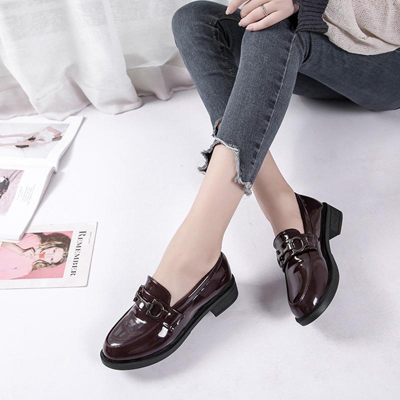 British Style Retro Small Leather Shoes Women's Shoes Metal Buckle Single Shoes Casual Lazy Shoes Soft Soles Small Leather Shoes Women