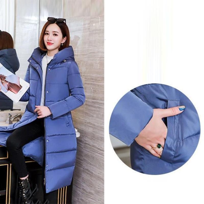 Women's Mid-length Down Jacket Winter Korean Loose Cotton Clothes Casual Hooded Padded Jacket Quilted Jacket