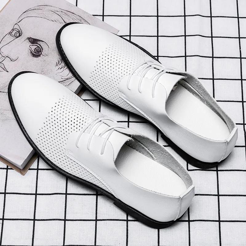 Business Sneakers Men's Pointed Leather Shoes Casual Breathable Sandals Lazy Shoes Soft Leather Soft Sole Breathable Shoes