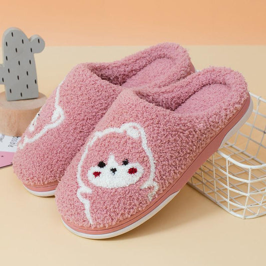 Autumn and Winter Pure Cotton Slippers Indoor Non-slip Soft-soled Shoes Warm Plaid Simple Plush Cotton Shoes