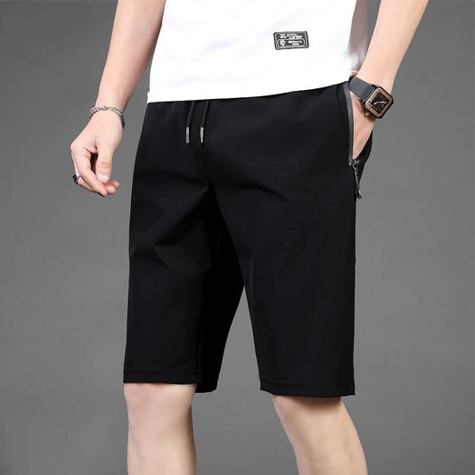 Summer Ice Silk Shorts Men's Thin Sports Quick-drying Five-point Pants Loose Straight-leg Casual Pants Beach Seven-point Pants