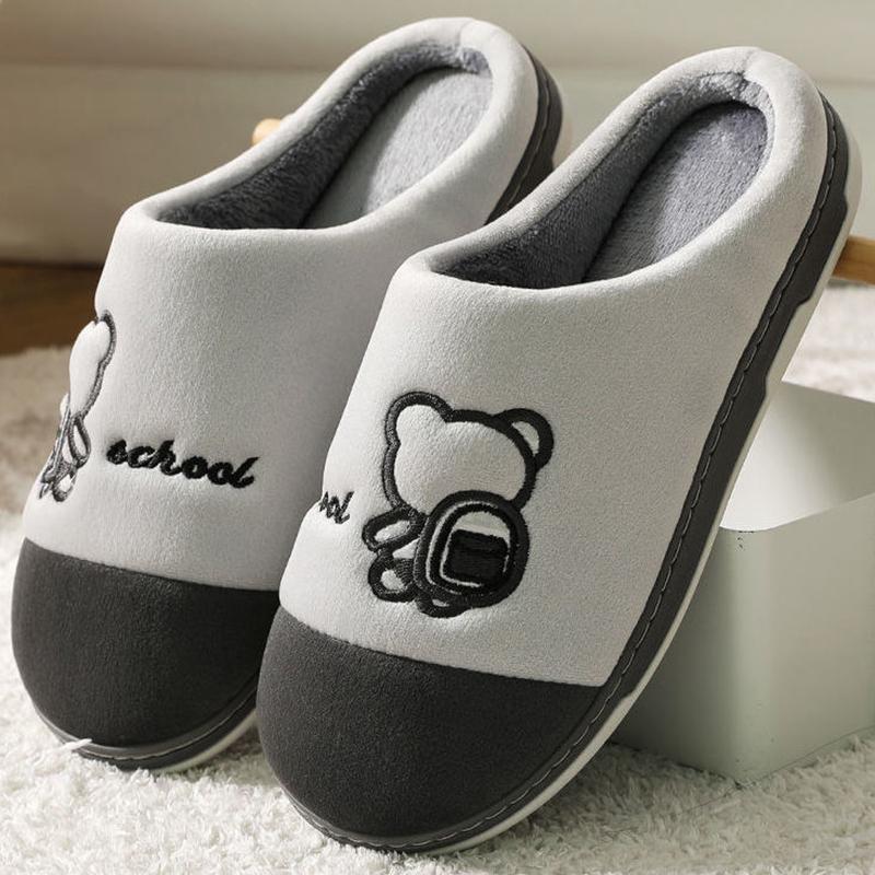 Winter Couple Thickened Non-slip Slippers Home Warm Indoor Fur Slippers Cotton Slippers