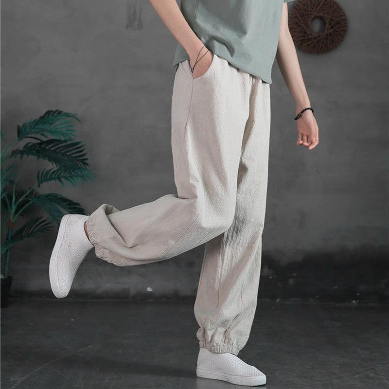 WTEMPO Cotton Linen Retro Lantern Pants women Spring and Summer Loose Solid Color Casual Trousers