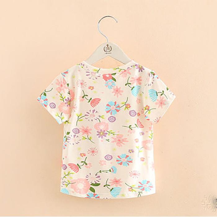 Summer 2 3 4 5 6 7 8 9 10Years Children's Birthday Clothing Short-Sleeve Colorful Flower Floral Kids Baby Girl T-Shirt Tops