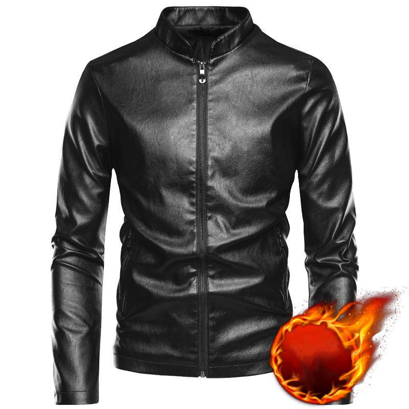 Men's Leather Jackets Plus Velvet Autumn and Winter Leather Jackets Korean Style Slim Jackets Young and Middle-aged Men's Motorcycles