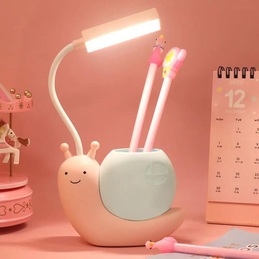 LED Desk Lamp Eye Protection Study Dormitory Cute Cartoon Snail Rechargeable USB Reading Bedroom Bedside Night Light