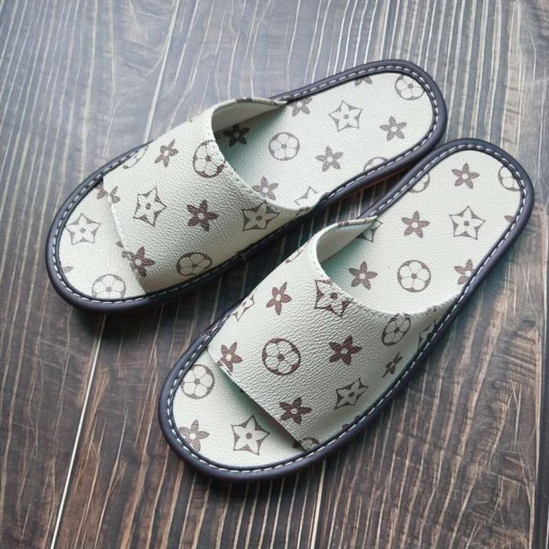 Home leather slippers men and women couples floor bathroom non-slip waterproof sandals and slippers