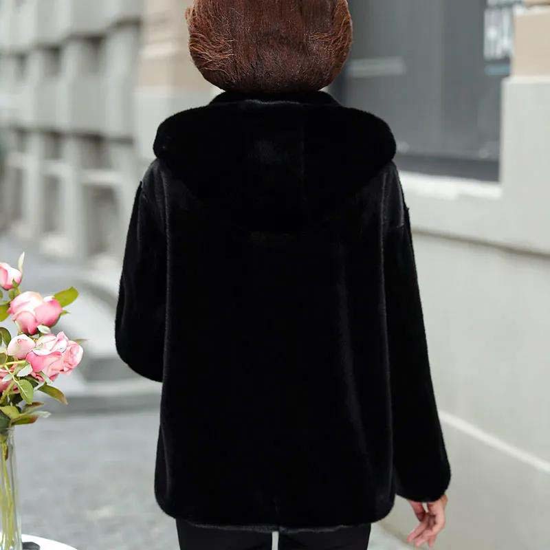 Autumn and Winter Models of Imitation Fur Coat Women's Mink Velvet Western-style Lady Wide Lady High-end Hooded Mink Coat Cotton Jacket