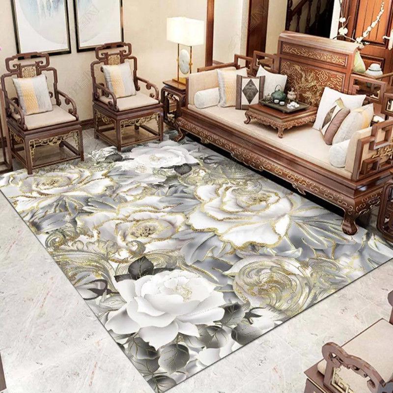 Chinese Style 3D Floral Pattern Carpet for Living Room Area Rug Children Floor Mat Cloakroom Rugs