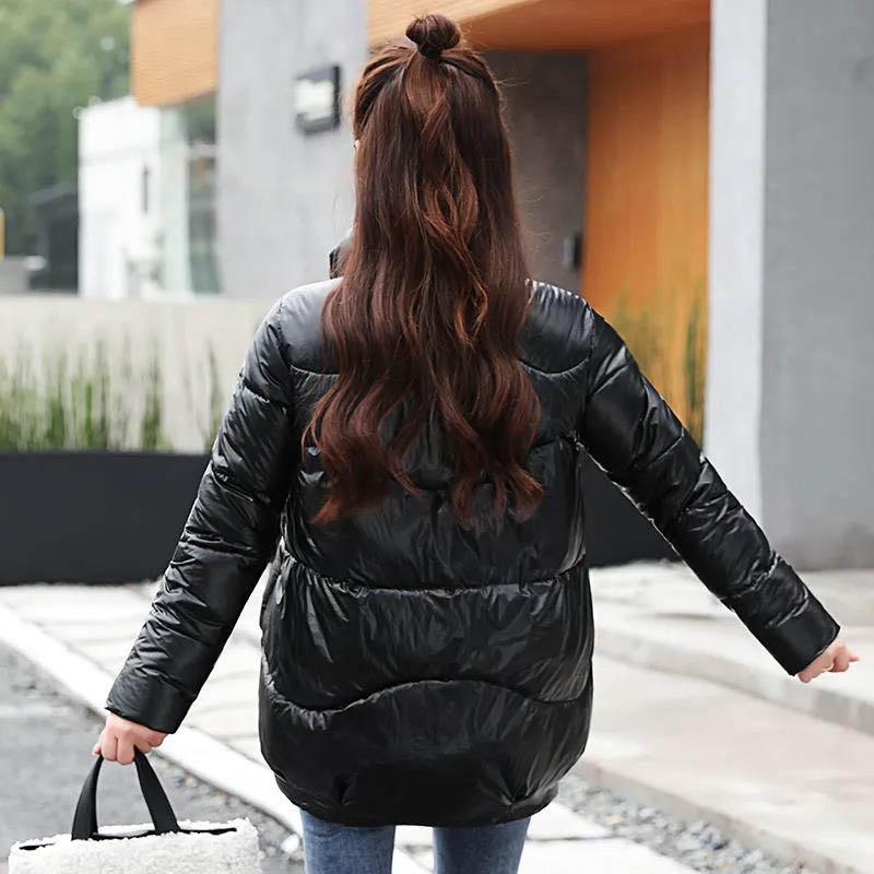 Disposable Glossy Short Down Down Cotton Jacket Women's Loose Stand-up Collar Cotton Jacket Bread Jacket Women's Jacket Trendy