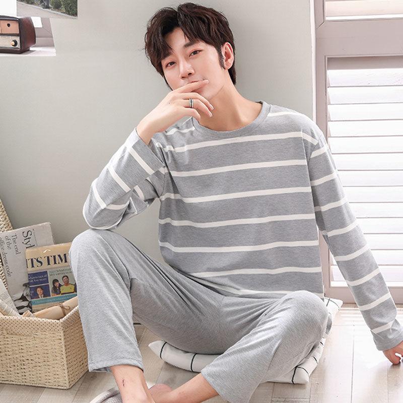 Men's Long-sleeved Pajamas Summer Youth Student Home Wear Winter Thin Men's Pajamas