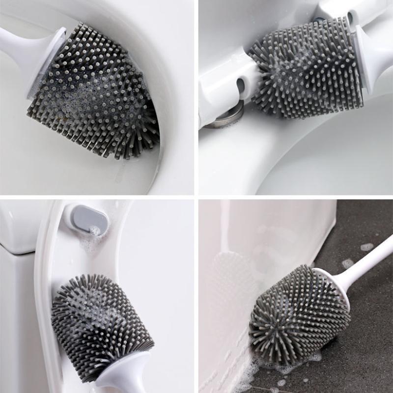 Bathroom Toilet Brush Wall-mounted New Toilet Brush Household Brush No Dead Ends Multi-function Toilet Brush with Base