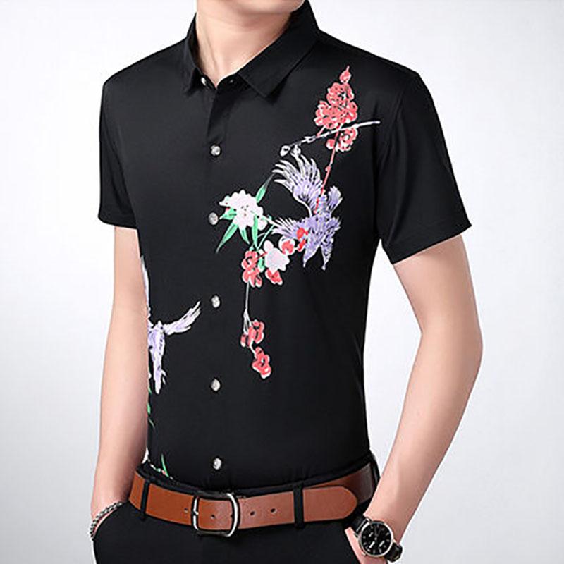 Men's Short-sleeved Slim Shirt Korean Fashion Trend Shirt Casual Business British Hair Stylist Clothes