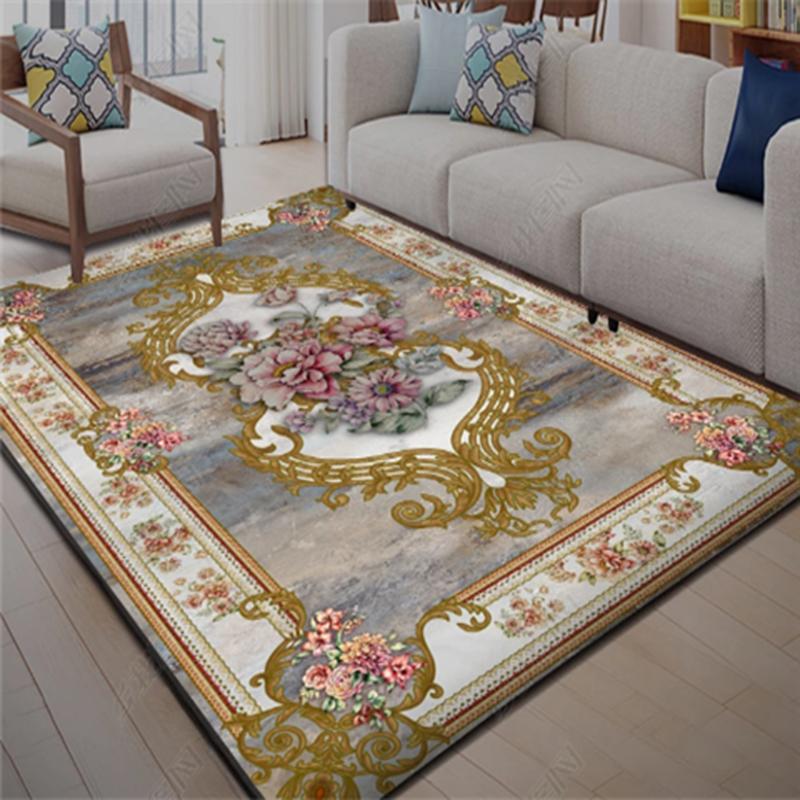 European Geometric Large Palace Vintage Carpet Non-slip Large Rug  Living Room Bedroom Rug Parlor