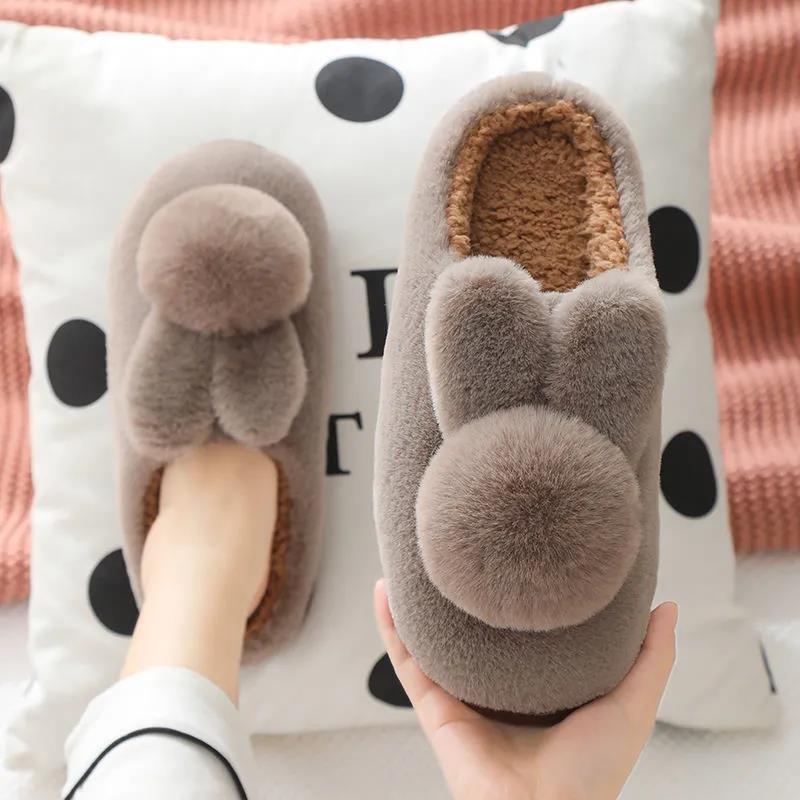 Winter Unisex Cotton Slippers Thick-soled Non-slip Household Couple Slippers Warm Thick Plush Slippers