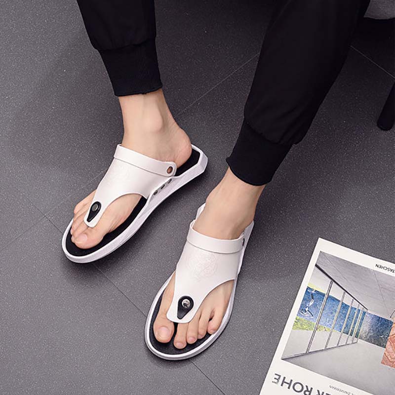 Handsome Men's Slippers Net Celebrity Simple Street Wear Flip Flops Summer Comfortable Breathable Non-slip Beach Sandals