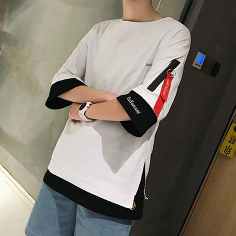 Fake Two-piece Five-point Sleeve T-shirt Summer Men's Tide Men's Short-sleeved Half-sleeve Loose Seven-point Sleeve T-shirt