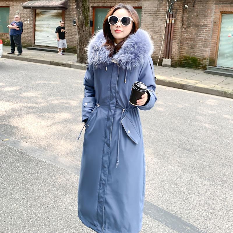 Urban Fashion Womens Winter Down Jacket Medium Length Thickened Warm Women's Parka Coat Hooded Fur Collar Detachable Cotton Padded Jacket