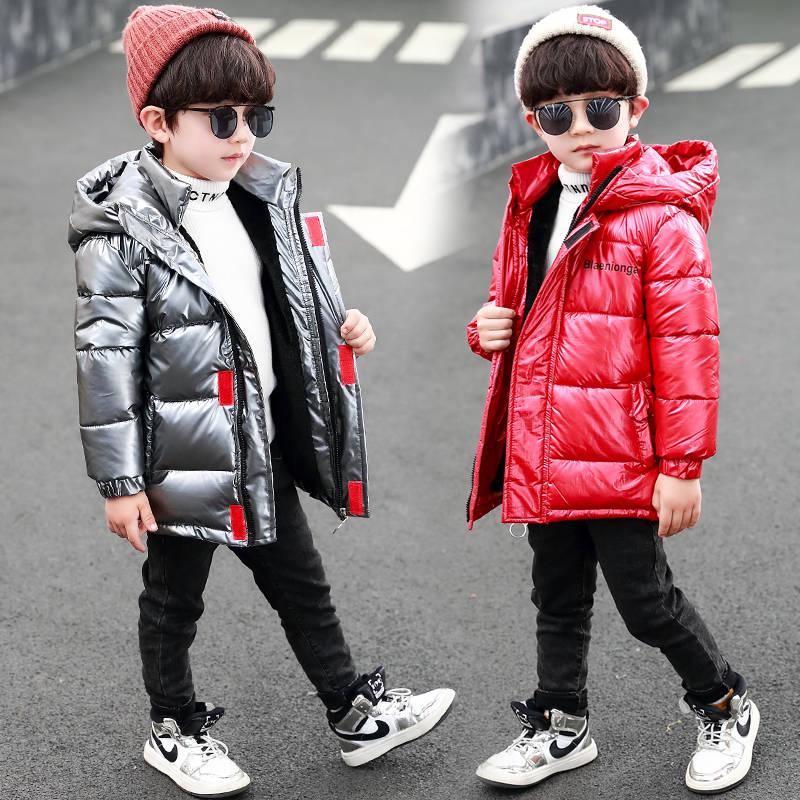 Boy Down Jacket Warm Child Down Parkas Coat Fur Kid Thickening Outerwear for Cold Winter