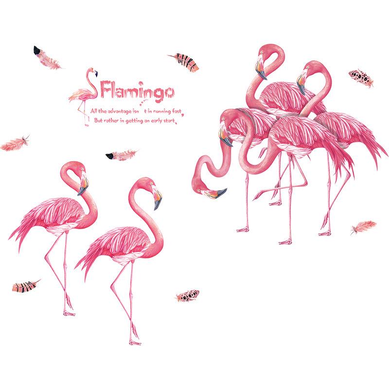 Flamingo bedroom study living room wall porch corridor decoration removable wall stickers