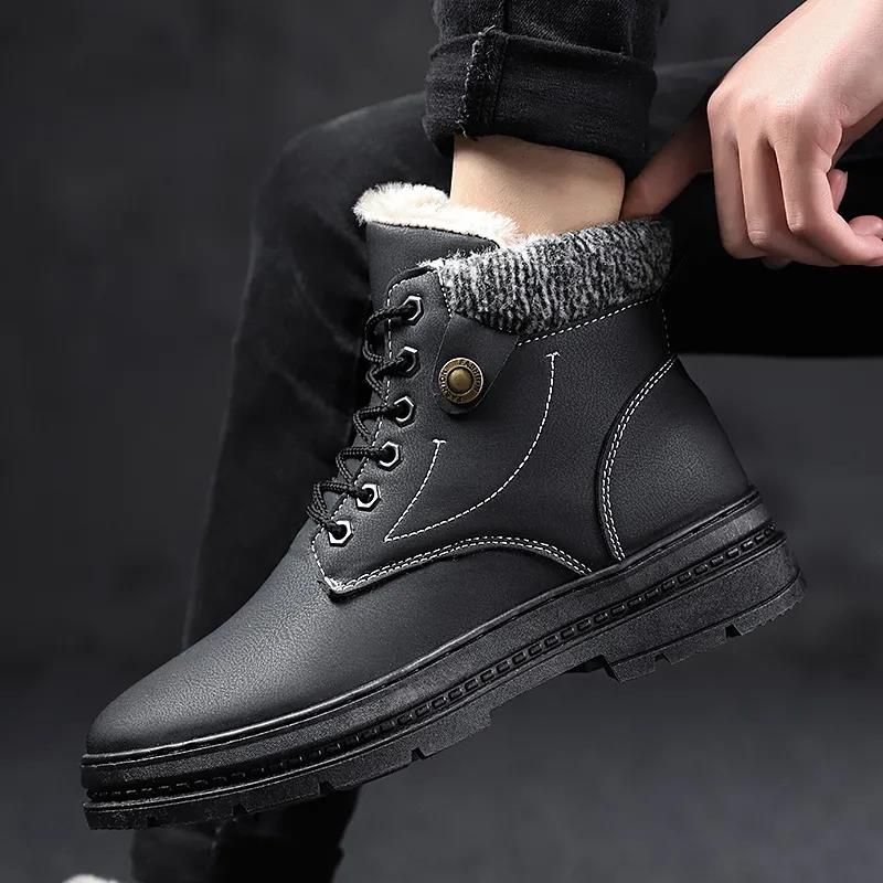 Winter Snow Boots Plus Velvet Padded Men's Martin Boots Warm High-top Cotton Shoes