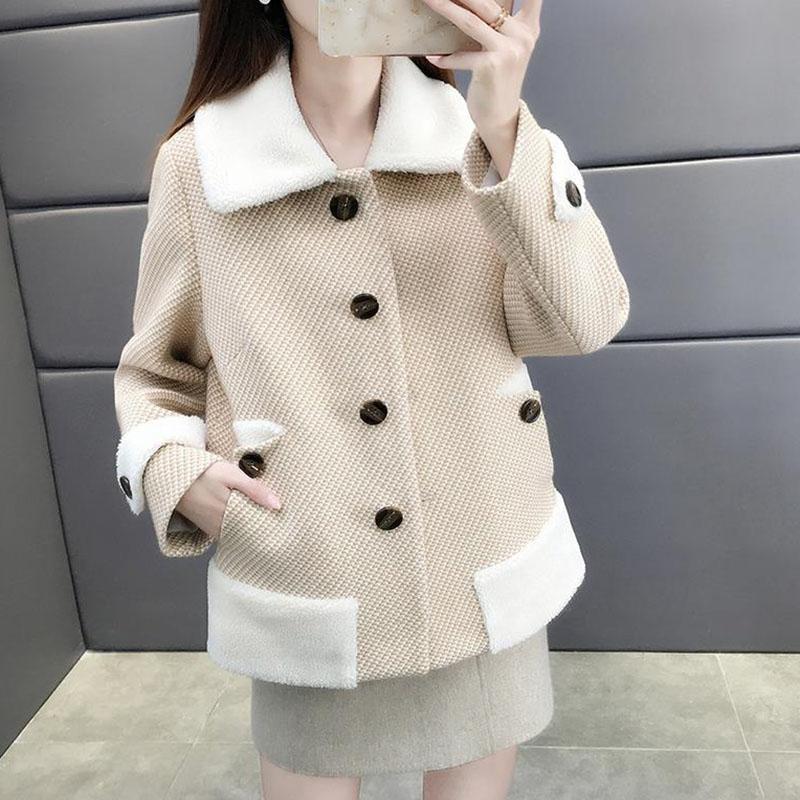 Autumn and Winter Women's Short Woolen Coat Loose and Thin Thick Ferret Coat