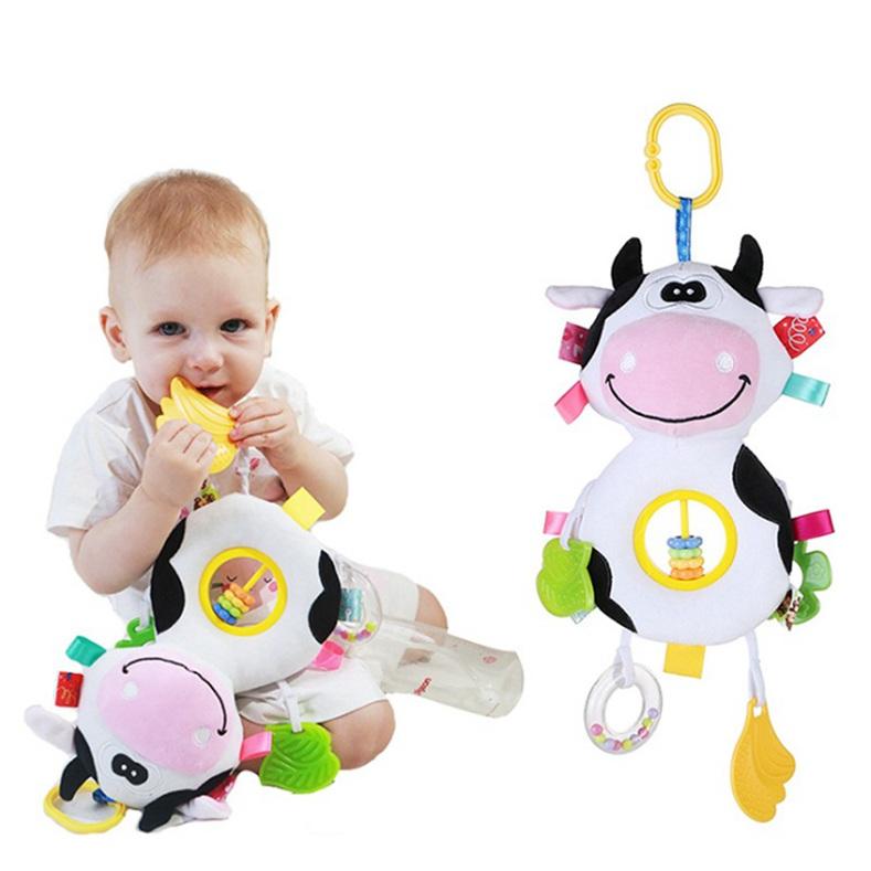 Creative Beads Plush Doll Pendant Baby Teether Ring Rattle Car Pendant