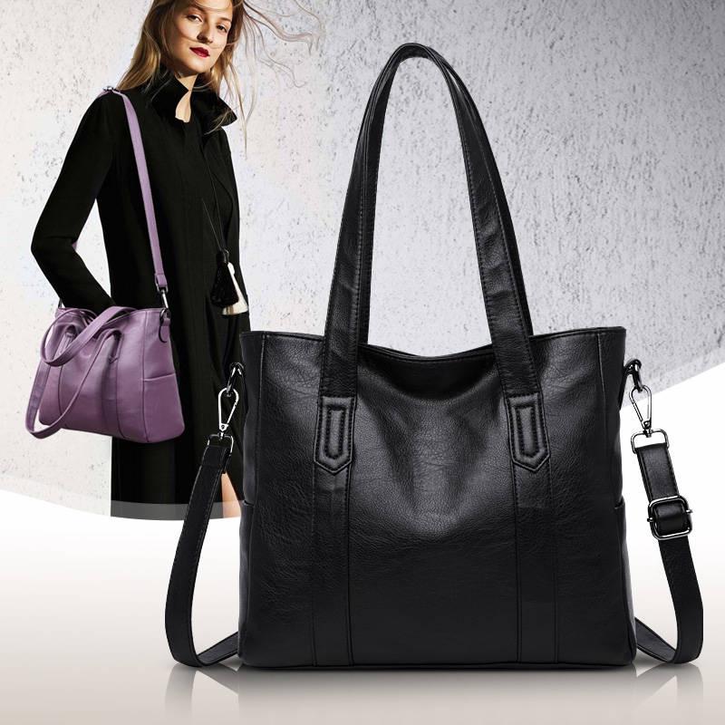 Genuine Leather Handbags Big Bags Fashion Handbags Sheepskin Large Capacity Shoulder Bag Soft Leather Messenger Bag