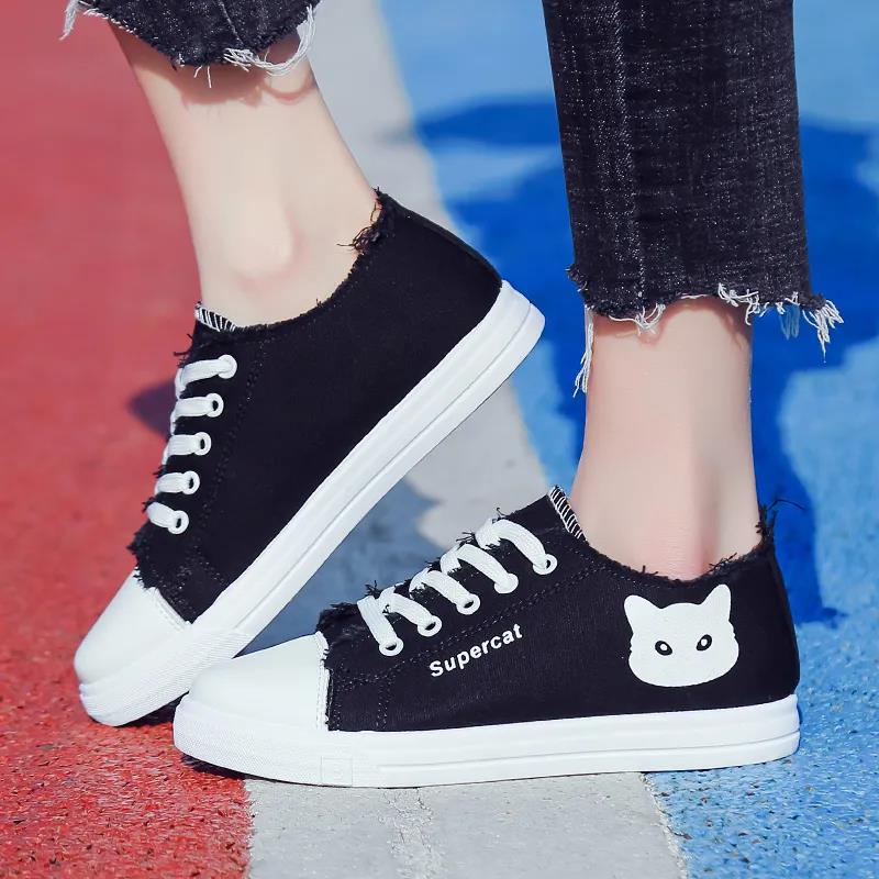 Korean Canvas Shoes Female Students Flat Casual Sports Shoes Summer Thin Breathable White Shoes Single Shoes Sneakers